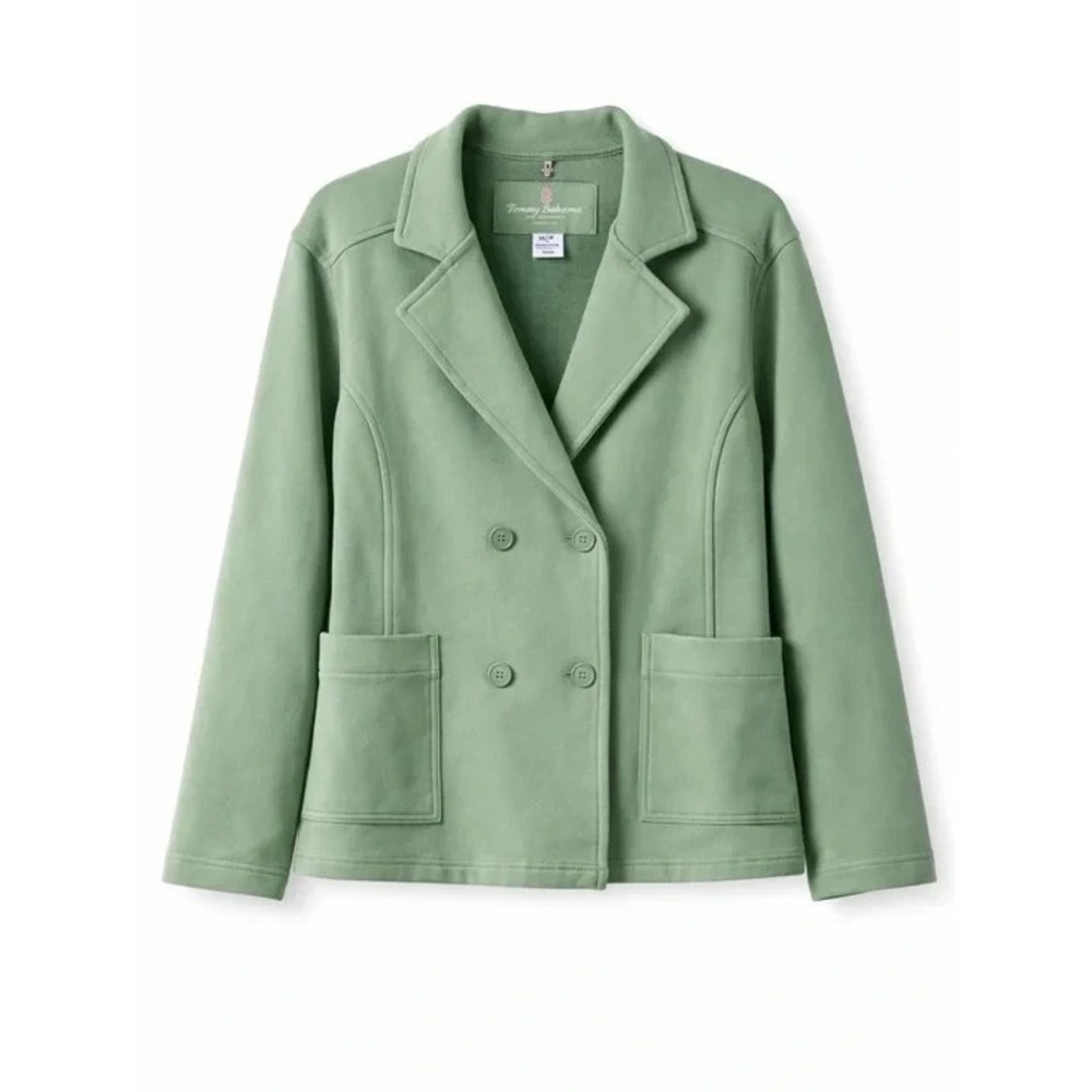 Tommy Bahama Marina Del Mar French Terry Peacoat Jacket Womens Medium Fern Green